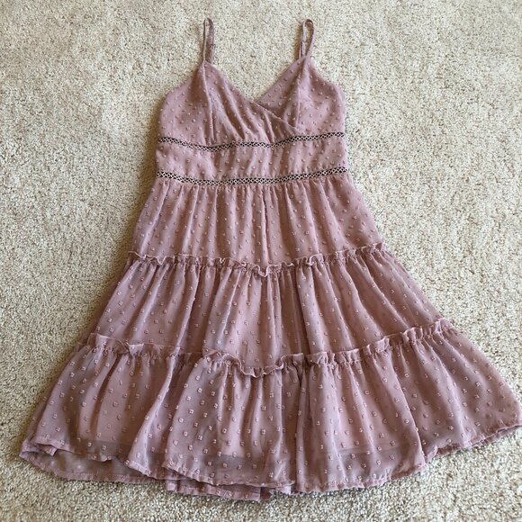 Altar'd State Dresses & Skirts - Altar'd State Baby Doll Sleeveless Adjustable Straps Pink Lined Sheer Mini Dress